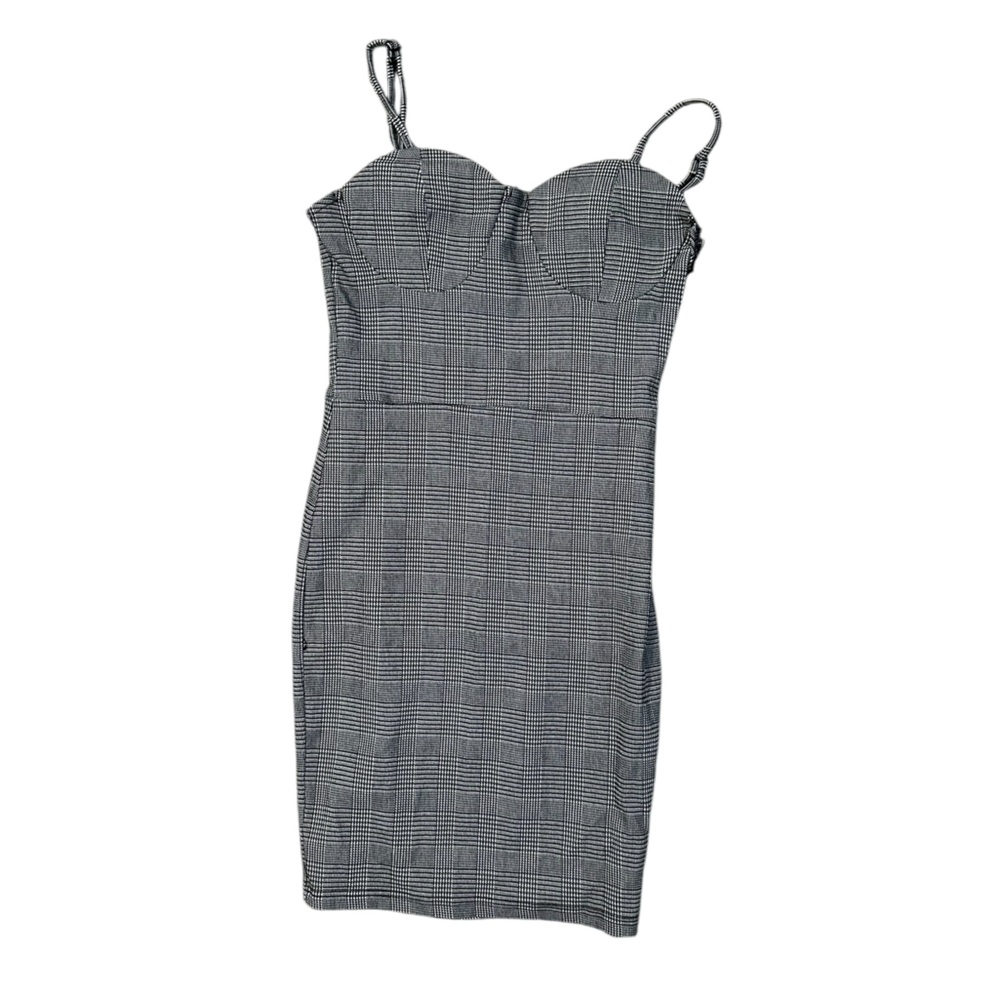 Stylish Black and White Plaid Dress‎
